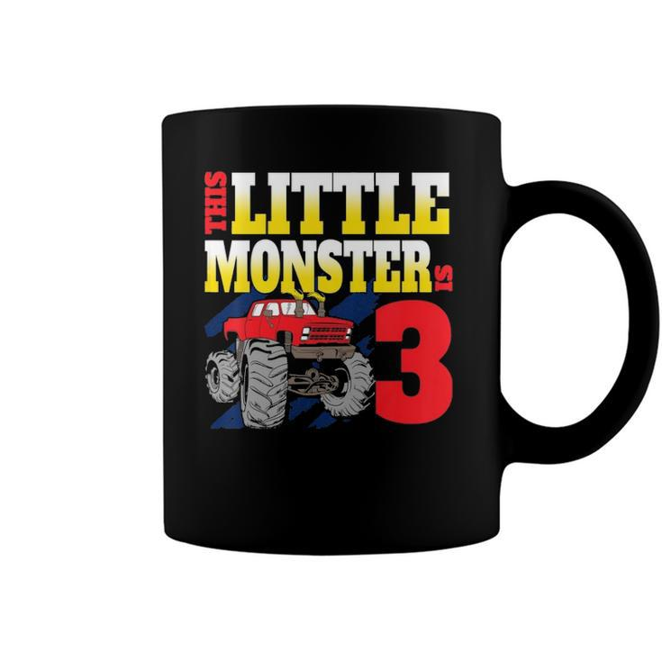 Kids Monster Trucks 3Rd Birthday Party  Three Years Old Coffee Mug