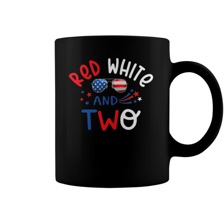 Kids Red White And Two 2Nd Birthday 4Th Of July Firework Boy Coffee Mug