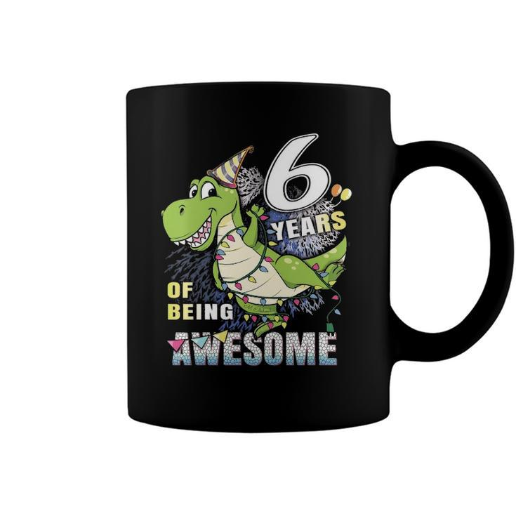 Kids Sixth Birthday Dinosaur For 6 Years Old Boys Dino 6Th Bday Coffee Mug