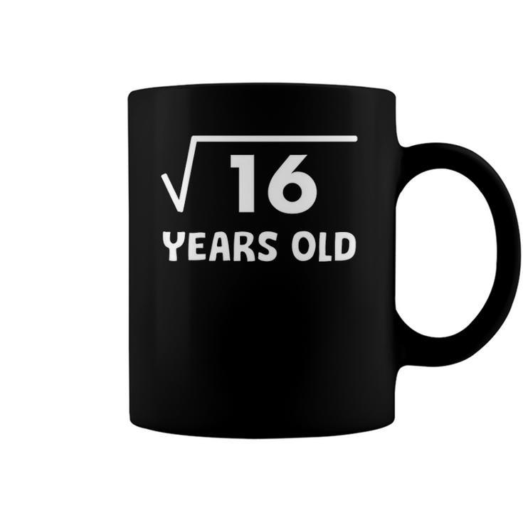 Kids Square Root Of 16 4Th Birthday 4 Years Old Math Coffee Mug