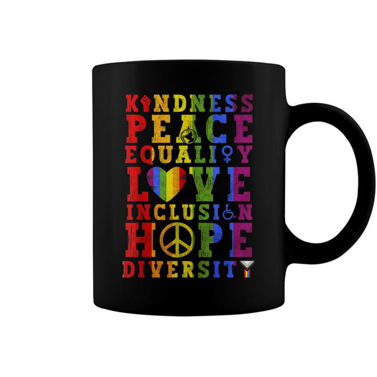 Kindness Equality Love Lgbtq Rainbow Flag Gay Pride Month  Coffee Mug