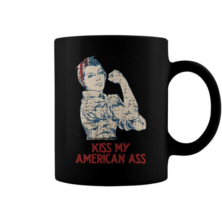 Kiss My American Ass 4Th Of July Dad Jokes Fourth Of July   Coffee Mug