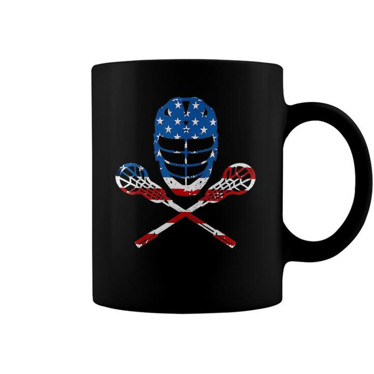 Lacrosse American Flag Lax Helmet Sticks 4Th Of July Gifts Coffee Mug