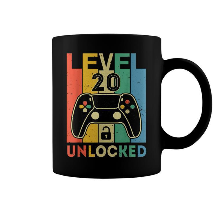 Level 20 Unlocked Retro Vintage Video Gamer 20Th Birthday  Coffee Mug