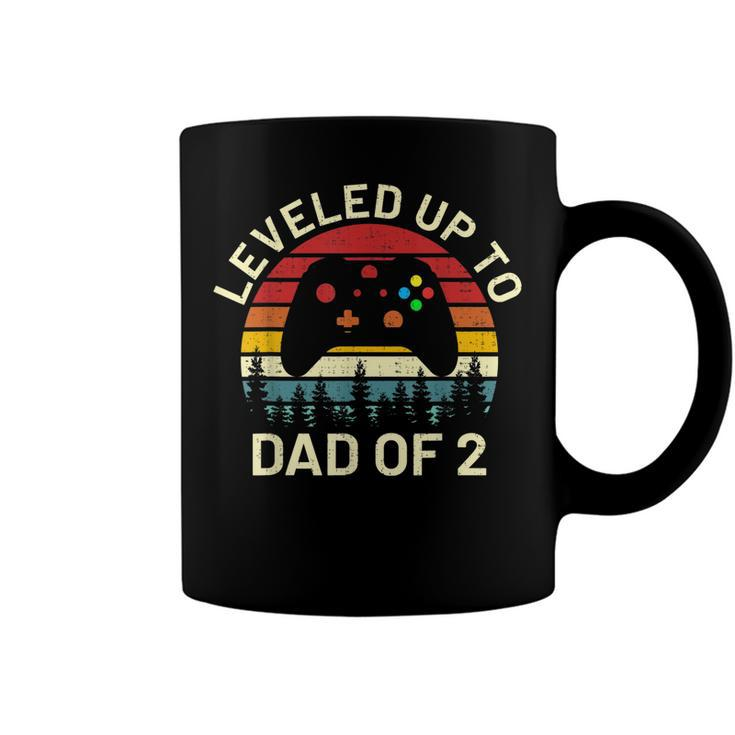 Leveled Up To Dad Of 2 Video Gamers Funny Gaming Two Daddy Coffee Mug