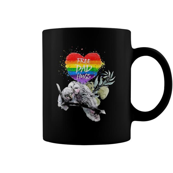 Lgbt Pride Daddy Owl Rainbow Free Dad Hugs Fathers Day Coffee Mug