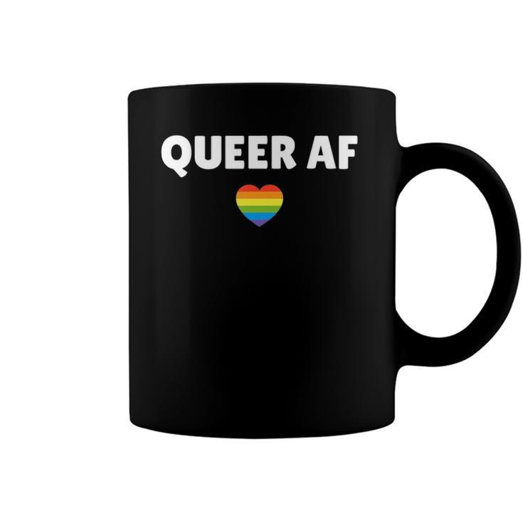 Lgbt Pride - Queer Af Rainbow Flag Heart Coffee Mug