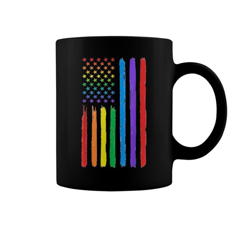 Lgbtq American Flag Pride Rainbow Gay Lesbian Bi Transgender  Coffee Mug