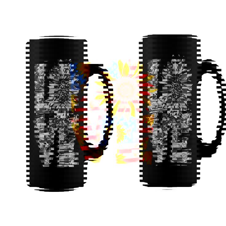 Love 4Th Of July Leopard Us Flag Sunflower Fourth Of July  Coffee Mug