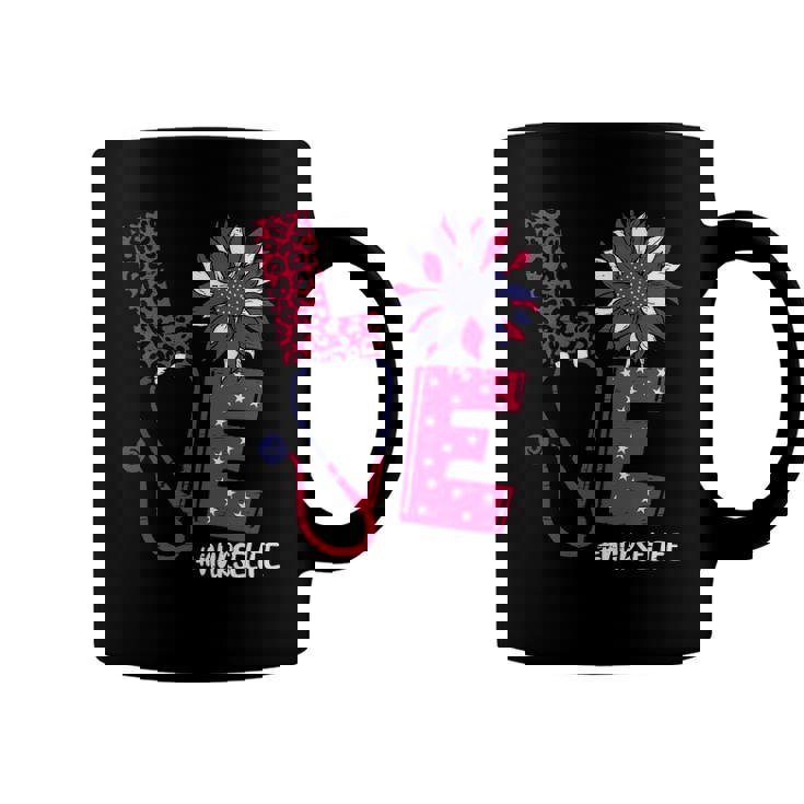 Love Heart Stethoscope Nurse Life 4Th Of July 2022 Women Coffee Mug