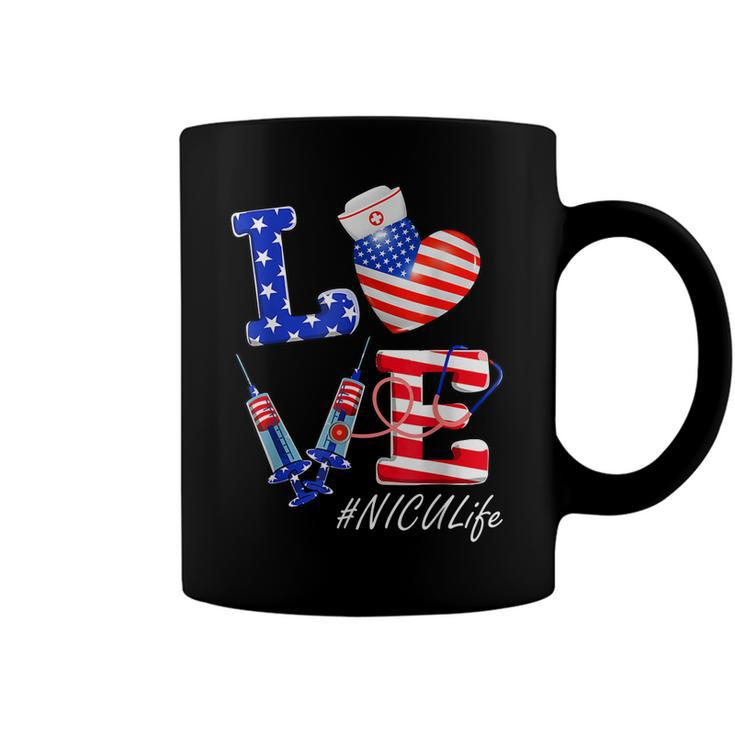 Love Nicu Life Nurse 4Th Of July American Flag Patriotic Coffee Mug