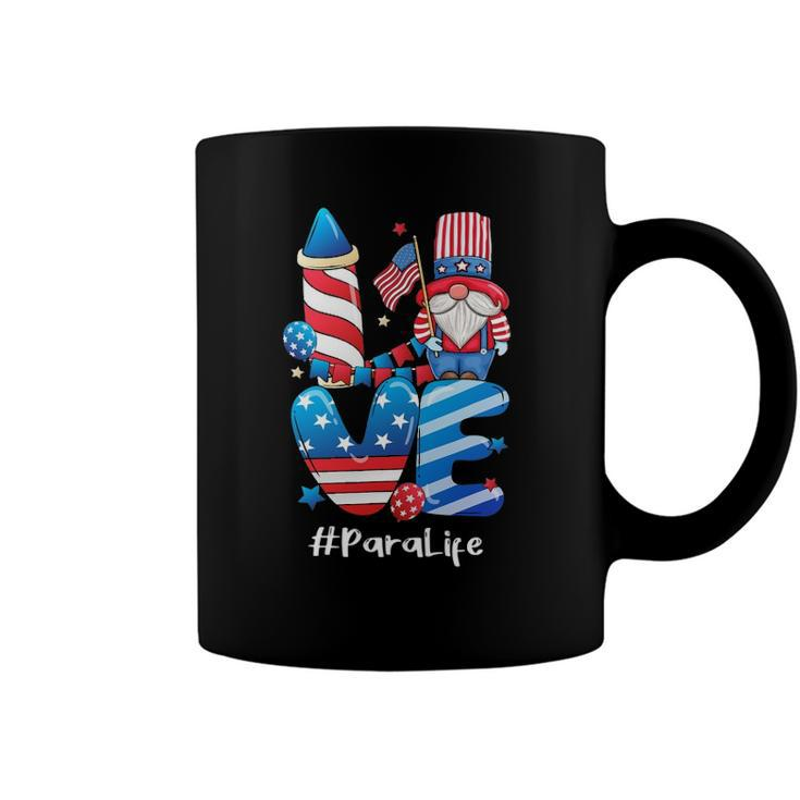 Love Para Life Gnome Usa Flag 4Th Of July Patriotic Coffee Mug