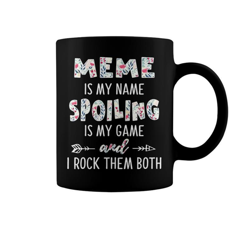 Meme Grandma Gift   Meme Is My Name Spoiling Is My Game Coffee Mug