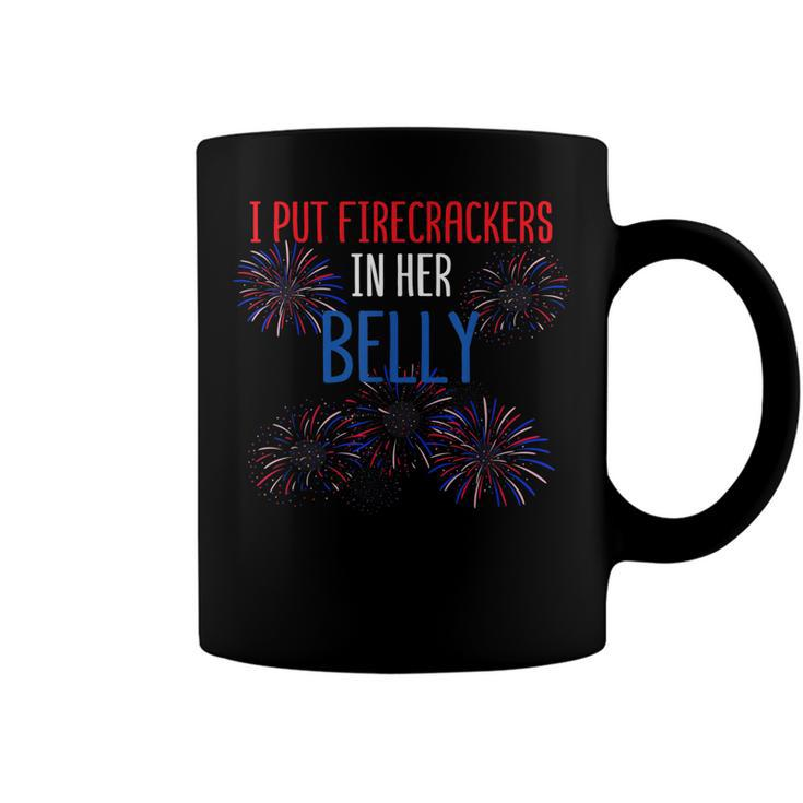 Mens 4Th Of July Pregnancy Reveal Announcement Little Firecracker  Coffee Mug
