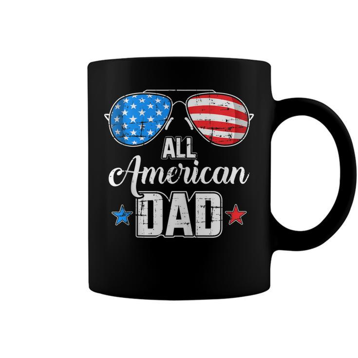 Mens All American Dad Us Flag Sunglasses For Matching 4Th Of July  Coffee Mug