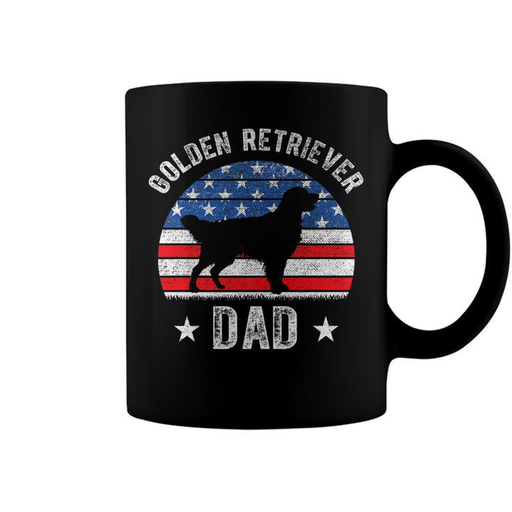 Mens American Flag Golden Retriever Dad 4Th Of July Fathers Day   Coffee Mug