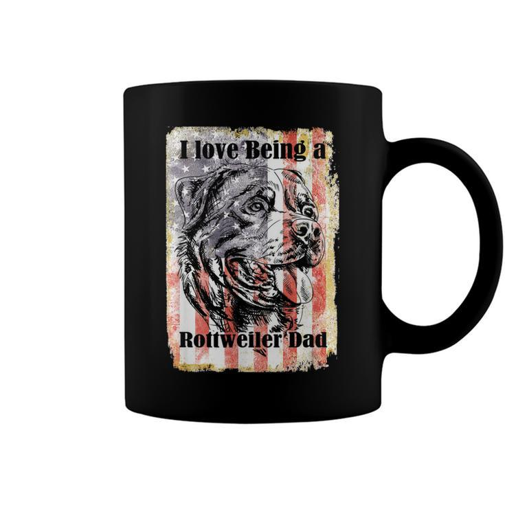 Mens American Flag Usa Patriotic Rottweiler Dad 4Th July Gift  Coffee Mug
