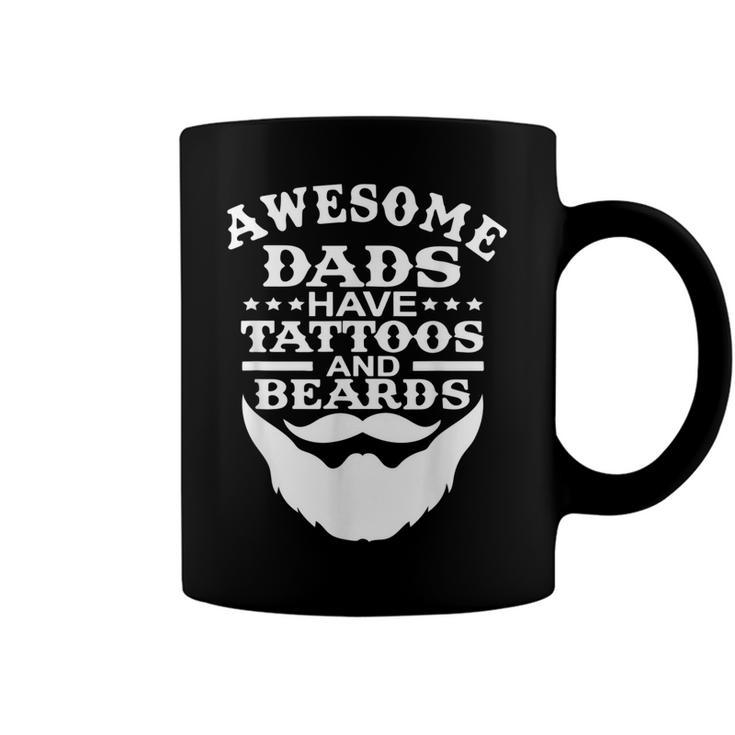 Mens Awesome Dads Have Tattoos And Beards  Fathers Day  V3 Coffee Mug