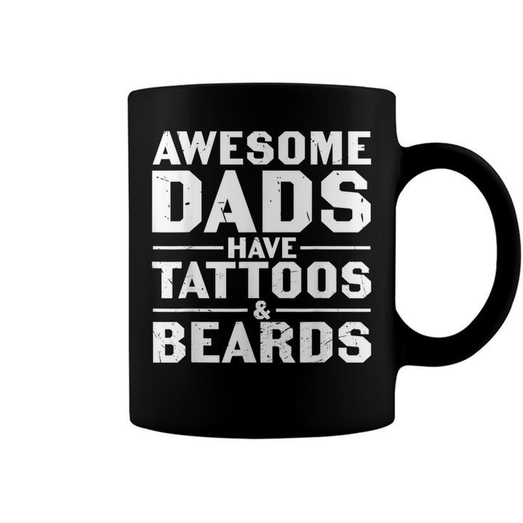 Mens Awesome Dads Have Tattoos And Beards  Fathers Day  V4 Coffee Mug
