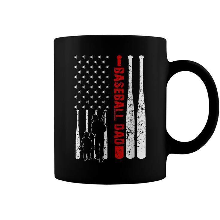 Mens Baseball Dad - Dad And Son - American Flag 4Th Of July  Coffee Mug