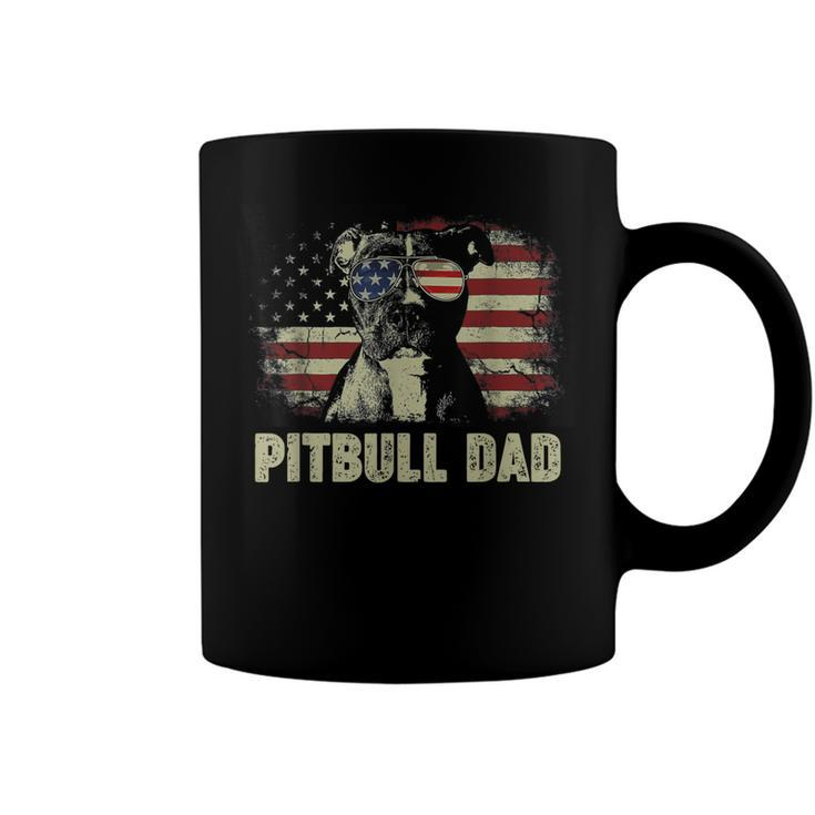 Mens Best Pitbull Dad Ever  American Flag 4Th Of July V2 Coffee Mug