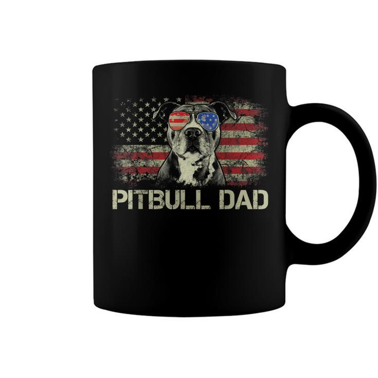 Mens Best Pitbull Dad Ever Patriotic American Flag 4Th Of July V2V3 Coffee Mug