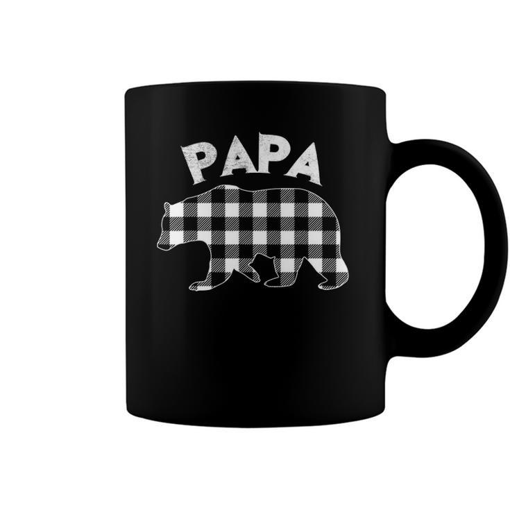 Mens Black And White Buffalo Plaid Papa Bear Christmas Pajama Coffee Mug