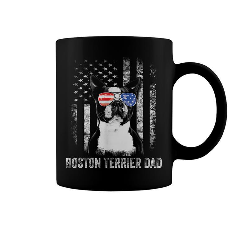 Mens Boston Terrier Dad American Flag 4Th Of July Dog Fathers Day  Coffee Mug