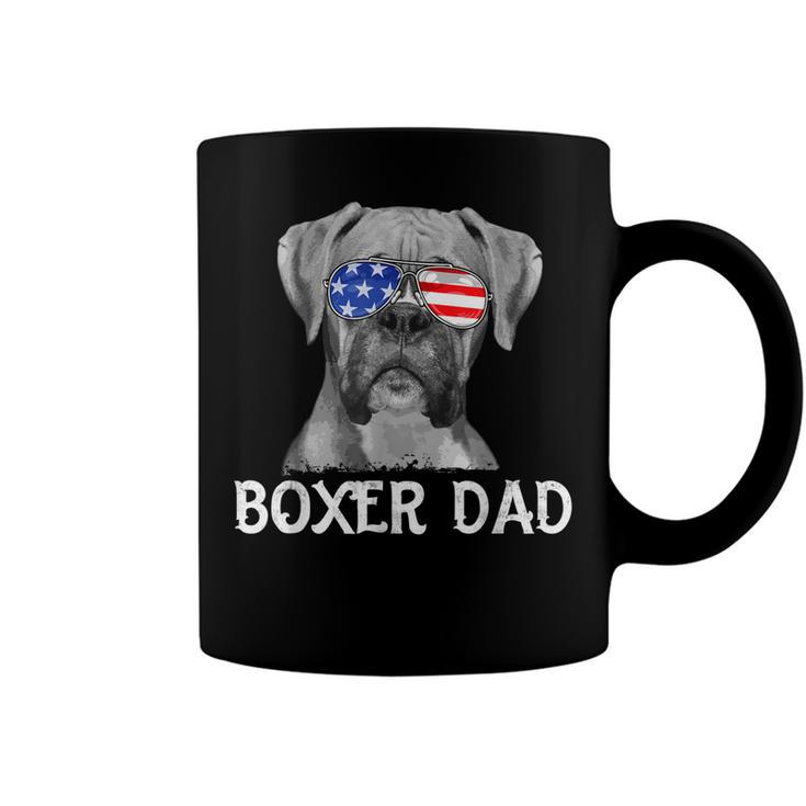 Mens Boxer Dad American Flag Patriotic Dog Lover 4Th Of July  Coffee Mug