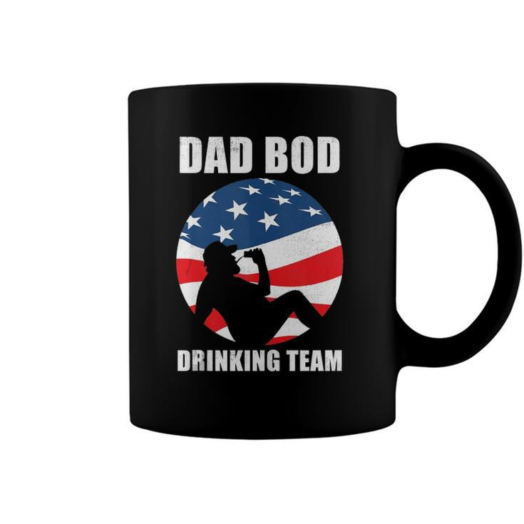 Mens Dad Bod Drinking Team American Us Flag Vintage Fathers Day  Coffee Mug