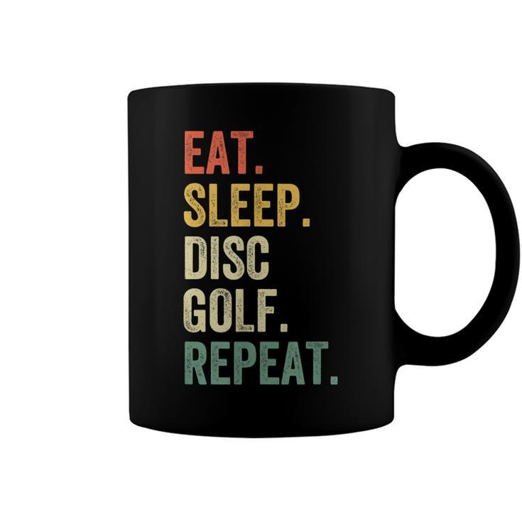 Mens Eat Sleep Disc Golf Repeat Funny Frisbee Sport Vintage Retro  Coffee Mug