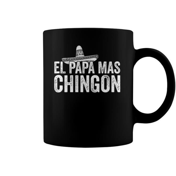 Mens El Papa Mas Chingon Mexican Hat Spanish Fathers Day Gift  Coffee Mug