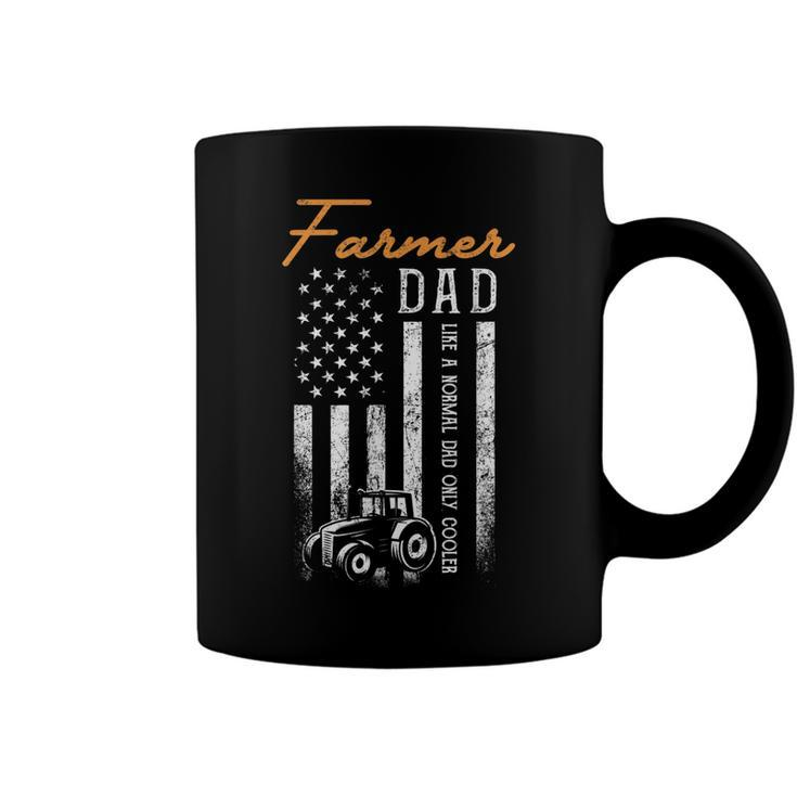 Mens Farmer Dad Like A Normal Dad Only Cooler Usa Flag Farming  Coffee Mug