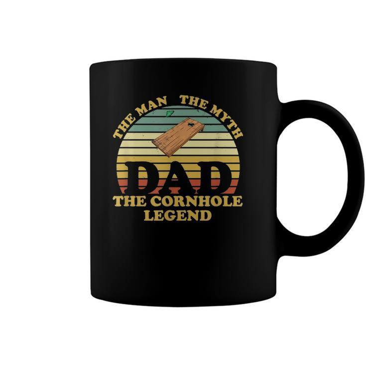 Mens Fathers Day Funny Vintage Dad Man Myth Cornhole Legend Coffee Mug