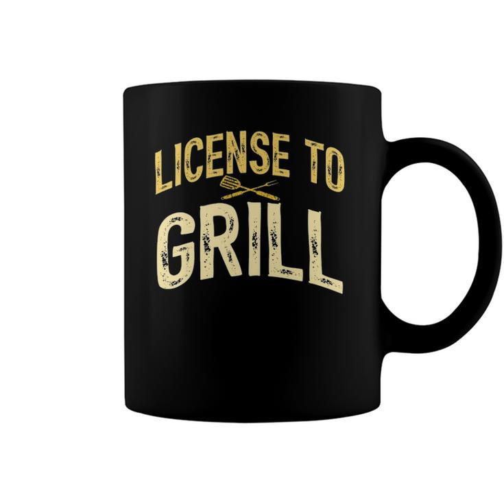 Mens Funny Dad Loves Bbq License To Grill Meat Smoking Vintage Coffee Mug