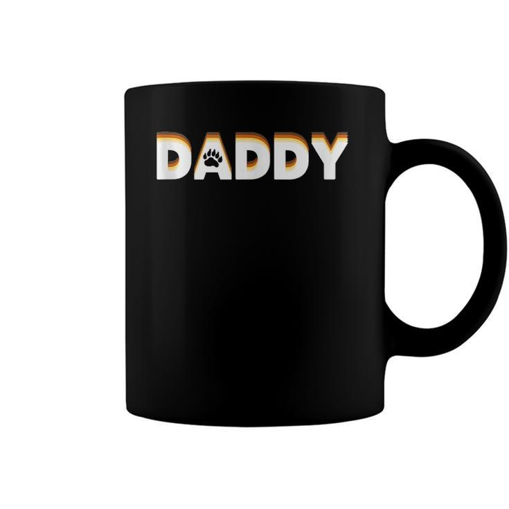 Mens Gay Bear Daddy Design With Bear Pride Flag Gay Daddy  Coffee Mug