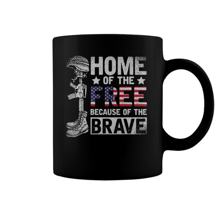 Mens Home Of The Free Because Of The Brave Proud Veteran Soldier Coffee Mug