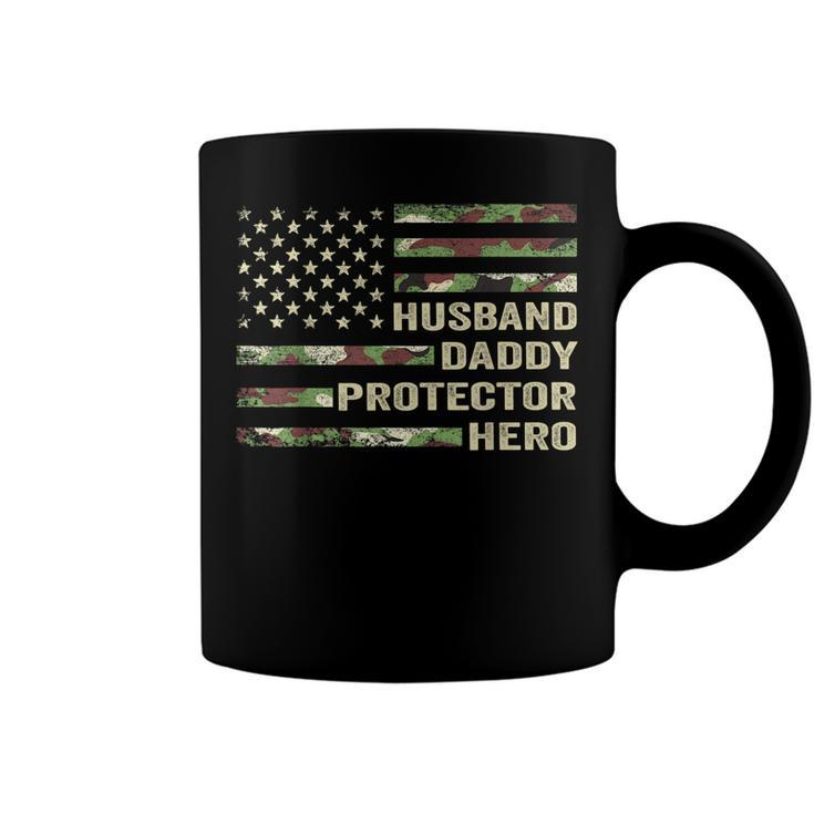 Mens Husband Daddy Protector Hero  Fathers Day Flag Gift   Coffee Mug