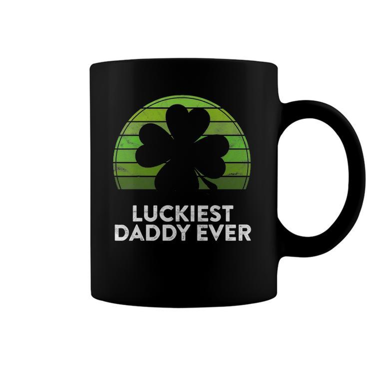 Mens Luckiest Daddy Ever Shamrock Sunset St Patricks Day Dad Coffee Mug