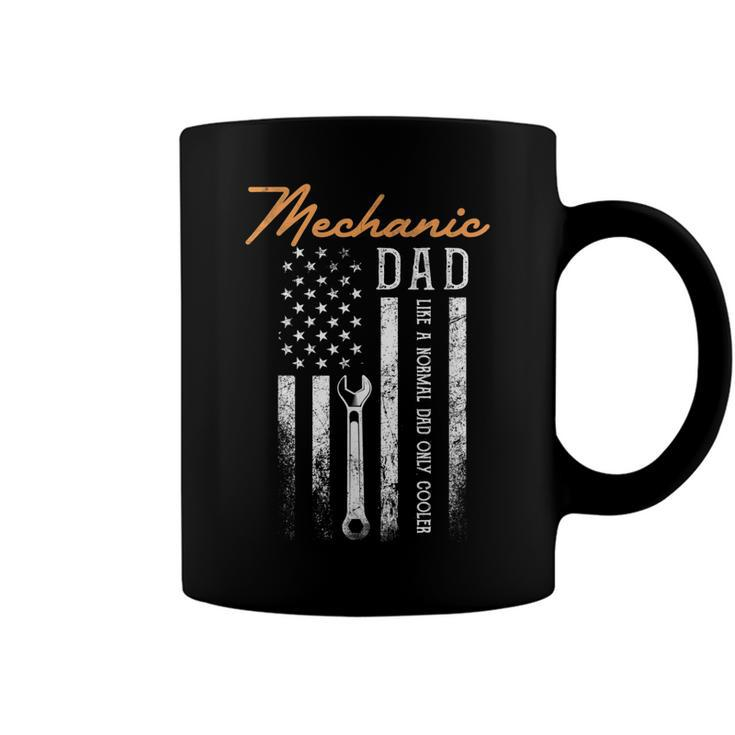 Mens Mechanic Dad Like A Normal Dad Only Cooler Usa Flag  Coffee Mug