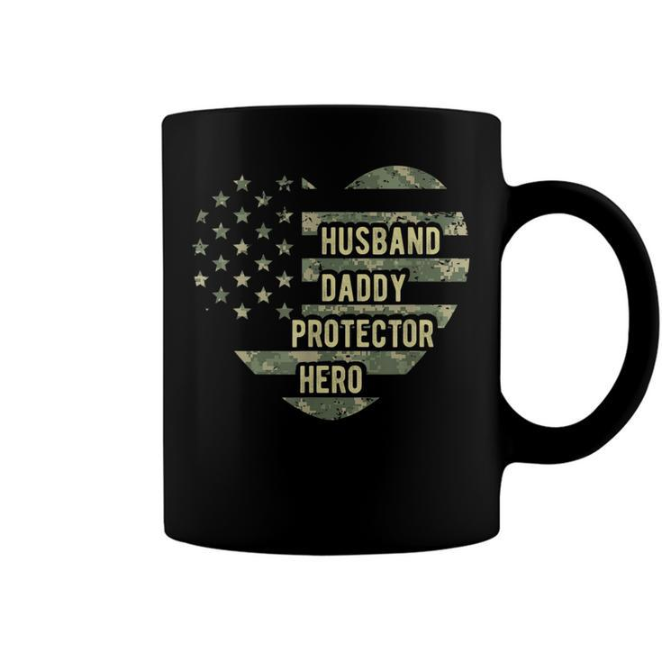 Mens Mens Husband Daddy Protector Heart Camoflage Fathers Day  Coffee Mug