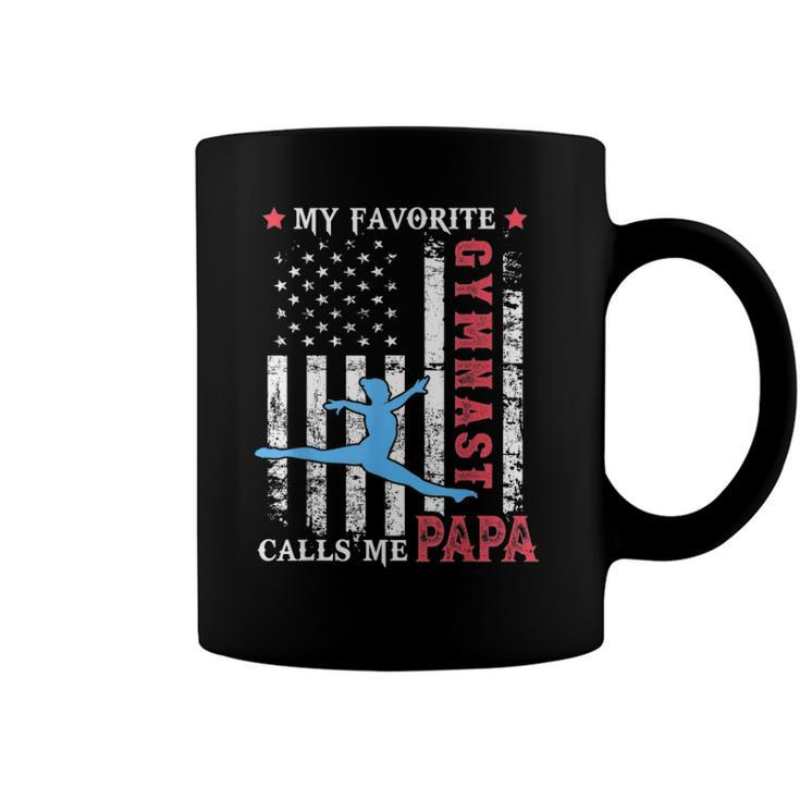 Mens My Favorite Gymnast Calls Me Papa Usa Flag Fathers Day Coffee Mug