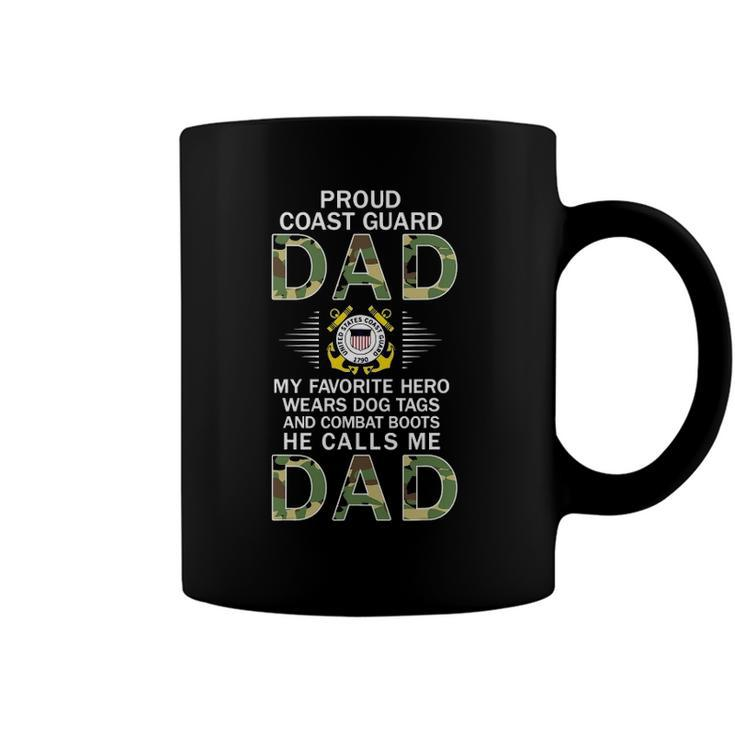 Mens My Favorite Hero Wears Combat Boots Proud Coast Guard Dad Coffee Mug