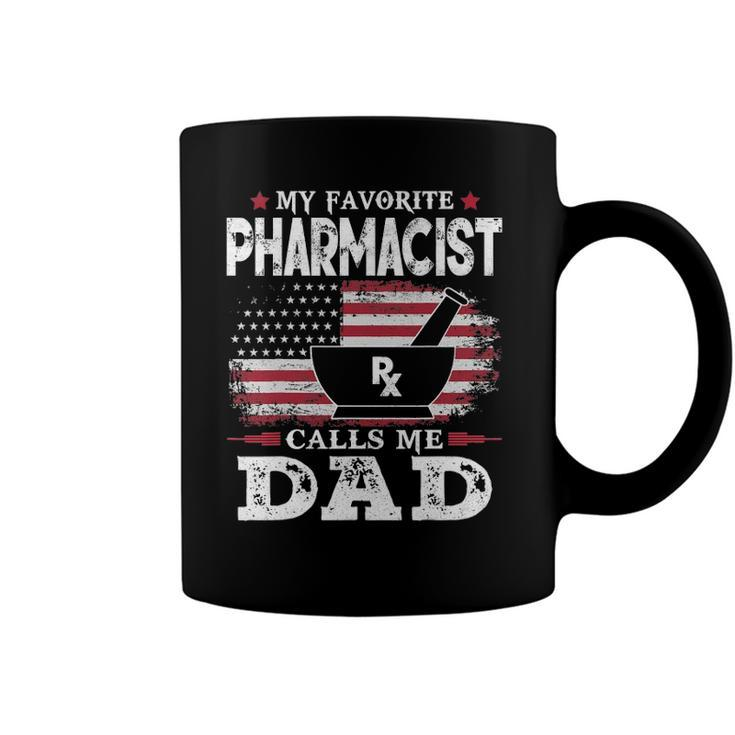 Mens My Favorite Pharmacist Calls Me Dad Usa Flag Fathers Day Coffee Mug