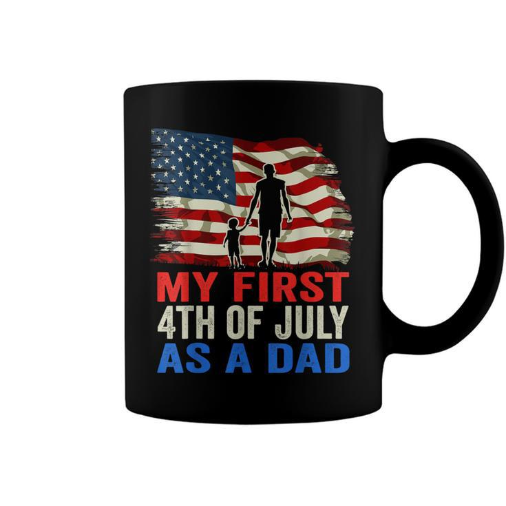 Mens My First 4Th Of July As A Dad July 4Th New Dad Usa Flag  Coffee Mug