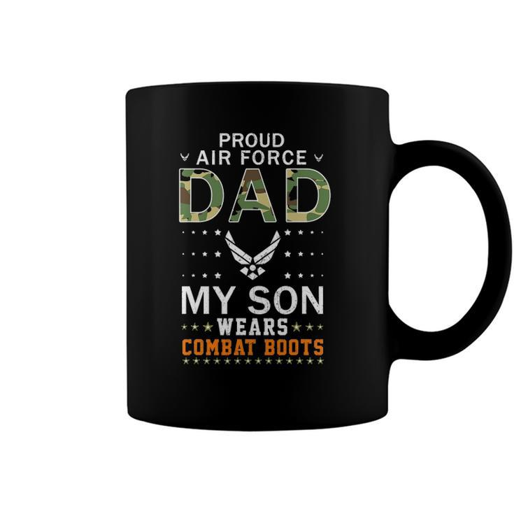 Mens My Son Wear Combat Boots-Proud Air Force Dad Camouflage Army Coffee Mug