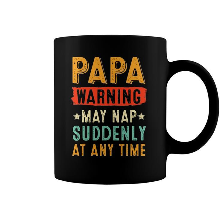 Mens Papa Warning May Nap Suddenly At Any Time Vintage Fathers Day Coffee Mug