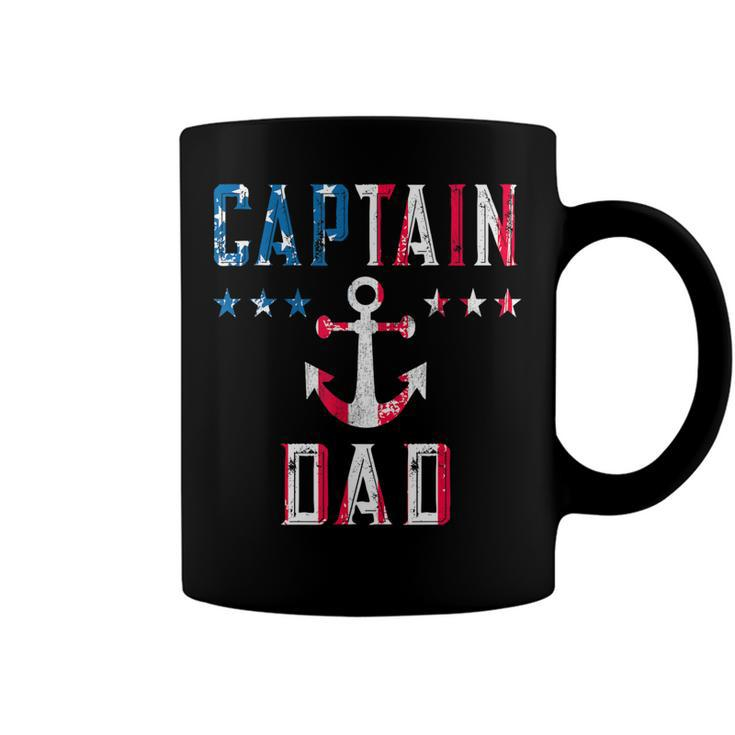 Mens Patriotic Captain Dad American Flag Boat Owner 4Th Of July  Coffee Mug