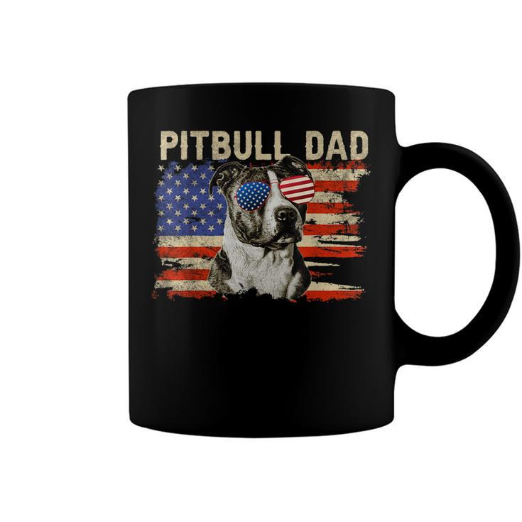 Mens Patriotic Pitbull Dad 4Th Of July American Flag Usa Coffee Mug