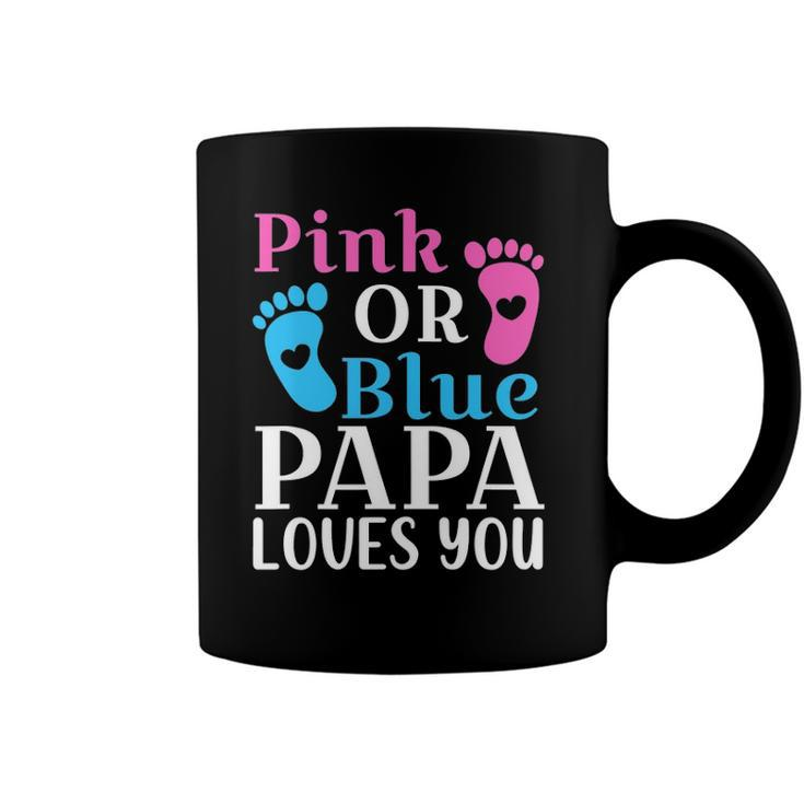 Mens Pink Or Blue Papa Loves You  Cute Gender Reveal Father Coffee Mug